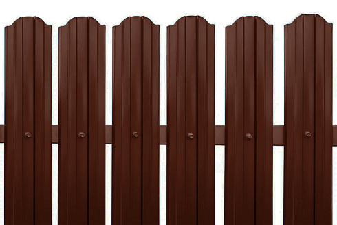 Металлический штакетник Одностороннее окрашивание 0,45, полукруглый профиль, RAL 8017 «Шоколад»